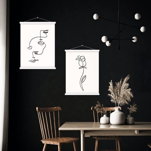 Benjia Magnetic Light Wood Poster Frame - 28" for Photos & Artwork | White, 1 Pack