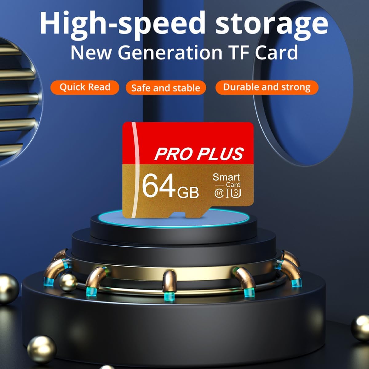 Bliksem 3 Pack 64GB C10 A1 (TF162 64GB-3 Pack) TF Card with Adapter, High Speed Memory Card, UHS-I Memory TF Card