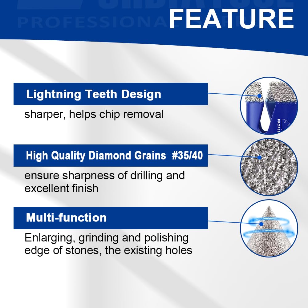 SHDIATOOL Diamond Tile Drill Bits Kit 13pcs, Porcelain Hole Saw Sets, Core Bits Cutter for Drilling Ceramic Marble Granite
