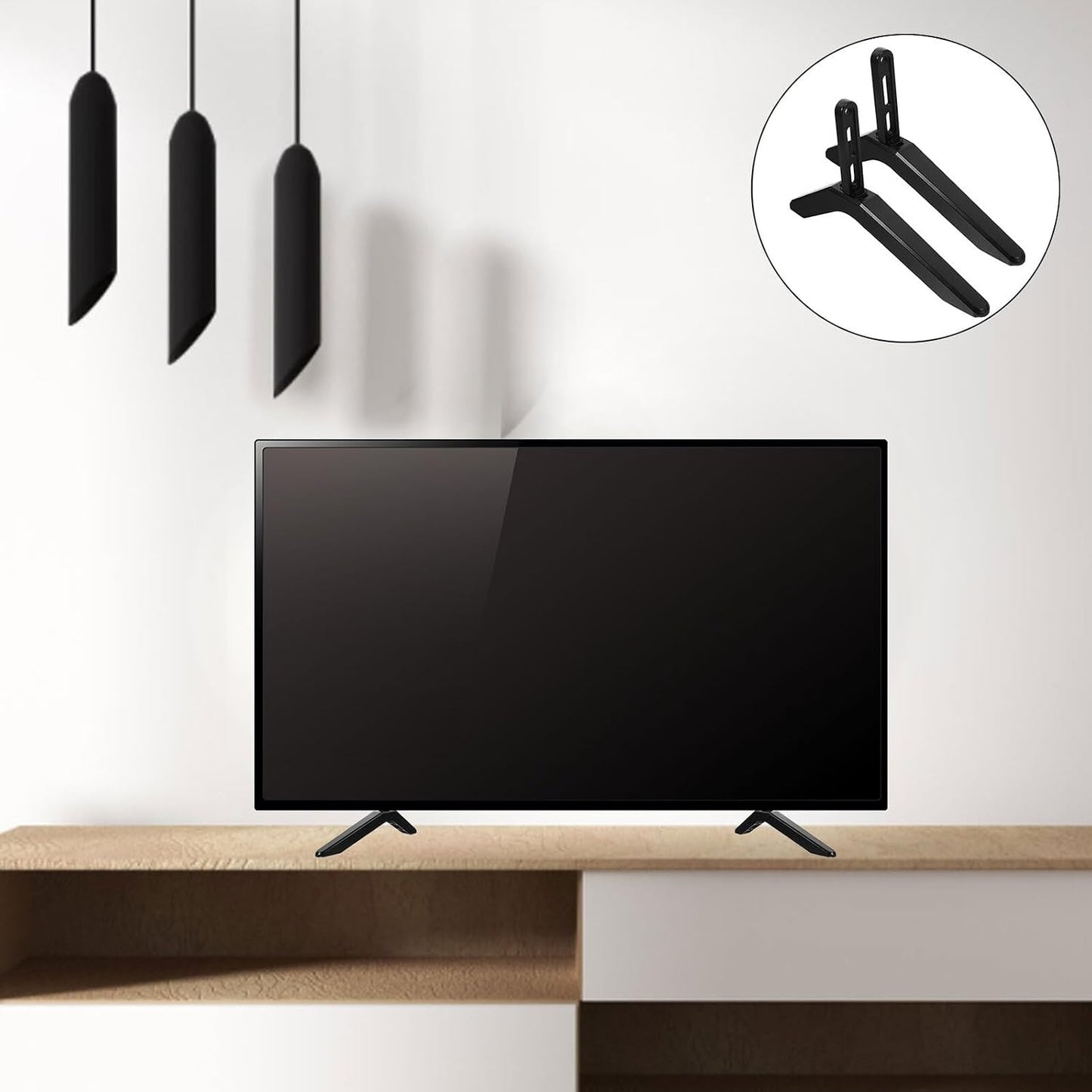 HAPINARY Universal Tv Stand Tabletop Mount Holder Adjustable Height Compatible with Flat Screen Tvs Grey Desktop