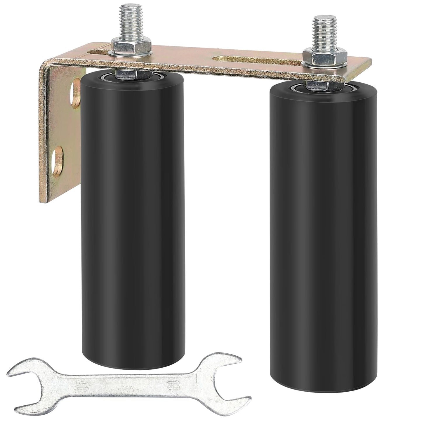 6" Gate Roller Guide with L-Bracket, Universal Adjustable Heavy Duty Sliding Gate Rollers,Sliding Gate Kit, Black Sliding Gate Guide Roller,Sliding Door Hardware