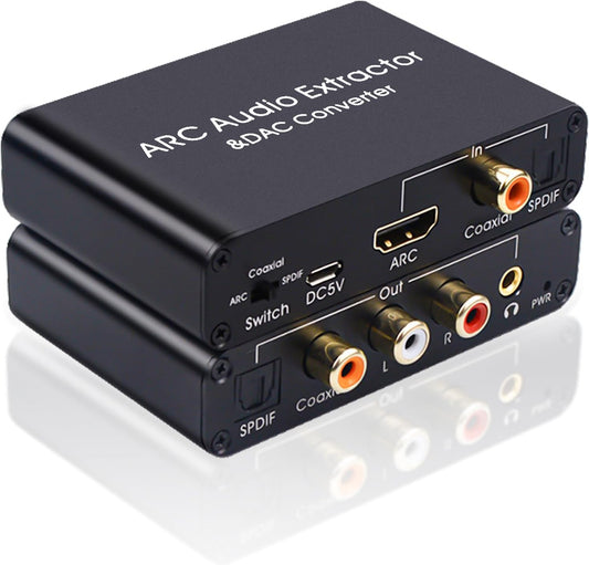 Hdiwousp 192Khz 3.5mm HDMI ARC to Optical Audio Adapter DAC Digital to Analog Audio Converter, HDMI ARC Input