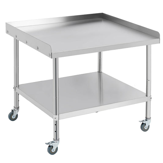 MilleLoom 36"x30"x30" Stainless Steel Grill Stand Table, NSF Certified, 3-Sided 2" Backsplash, Adjustable Legs & Wheels, 660 lbs Capacity, Equipment Stand for Restaurant, Hotel, Home Kitchen