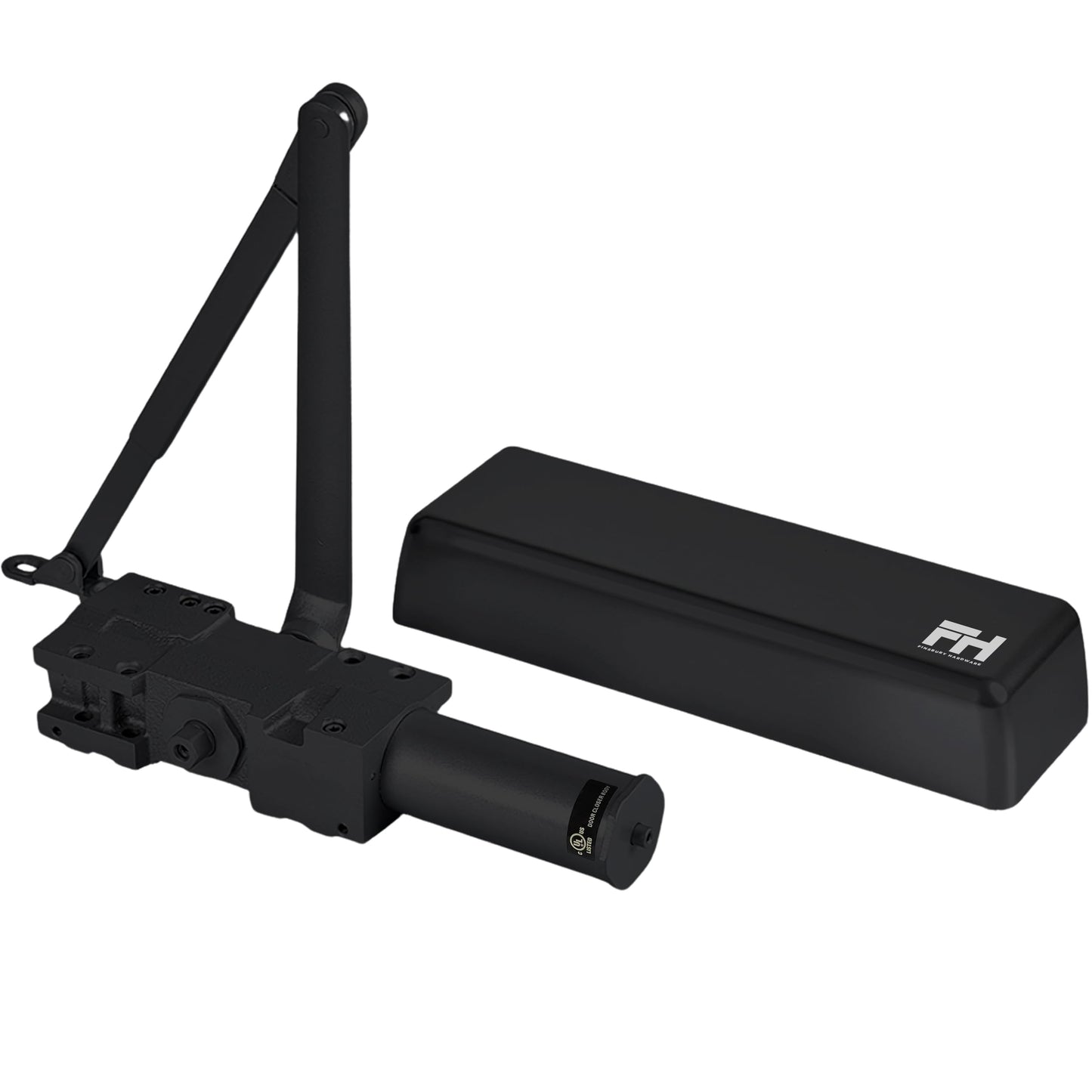 Finsbury FH‑9500 Commercial Door Closer, Heavy Duty Grade 1 Aluminum, Hydraulic Auto Close, Adjustable Spring 1–6, UL 3‑Hour Fire Rated, ADA Compliant, Surface Mount for High Traffic Doors (Black)