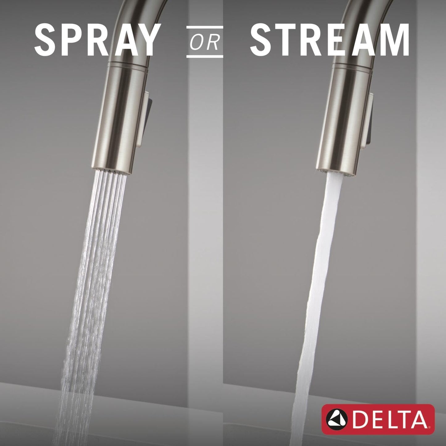 Delta Nicoli Brushed Nickel Kitchen Faucet with Pull Down Sprayer, Modern Single Hole Kitchen Sink Faucet, Single Handle, Stainless Steel 19867LF-SS