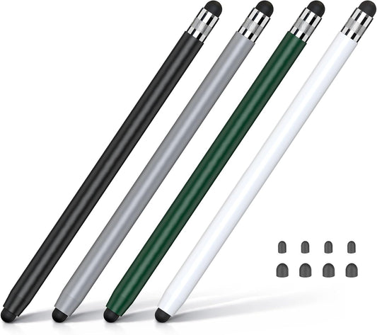 HATOKU 4 Packs Stylus Pen for iPad & Touchscreen Devices, Dual Tip Rubber Styluses, No Bluetooth/No Charging, High