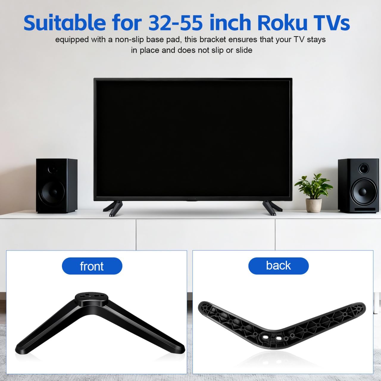 DIYEAH 32-55 Inch 2 Universal TV Stand Legs for LCD LED Televisions, Tabletop TV Base Mount Brackets with Non-Slip