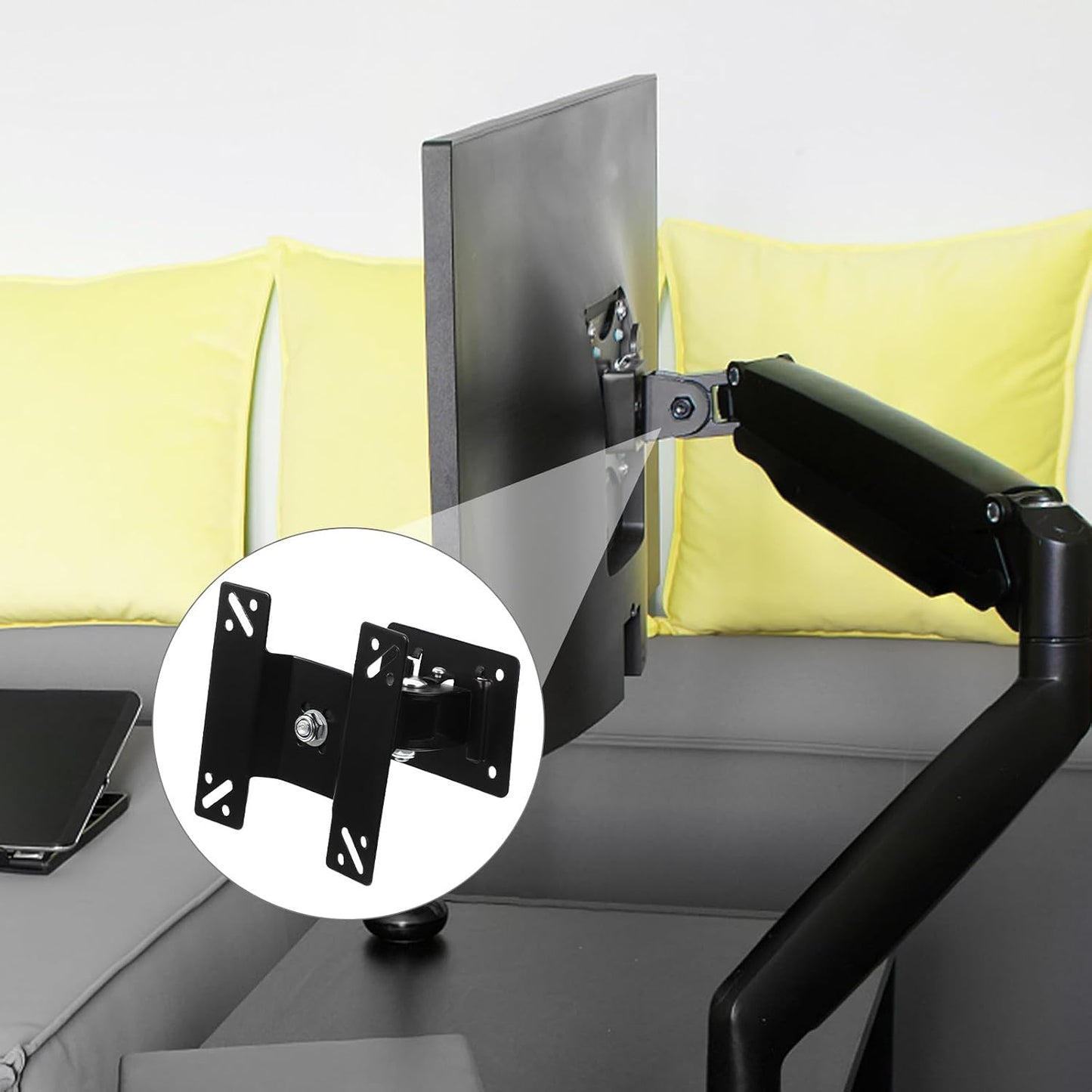 Uonlytech 14-27 Inch 360 Rotatable Wall Tv Mount Bracket Metal Pivot Monitor Holder Swivel LCD LED Screen Stand