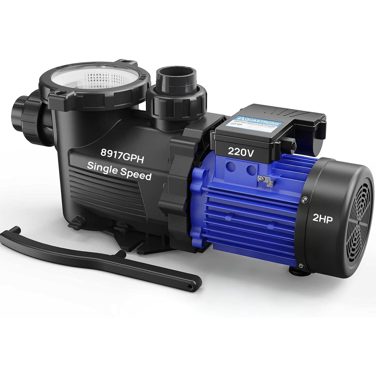 Aquastrong 2HP In/Above Ground Pool Pump, Single Speed, 220V, 8917GPH, High Flow, Powerful Self Primming Swimming Pool Pumps with Filter