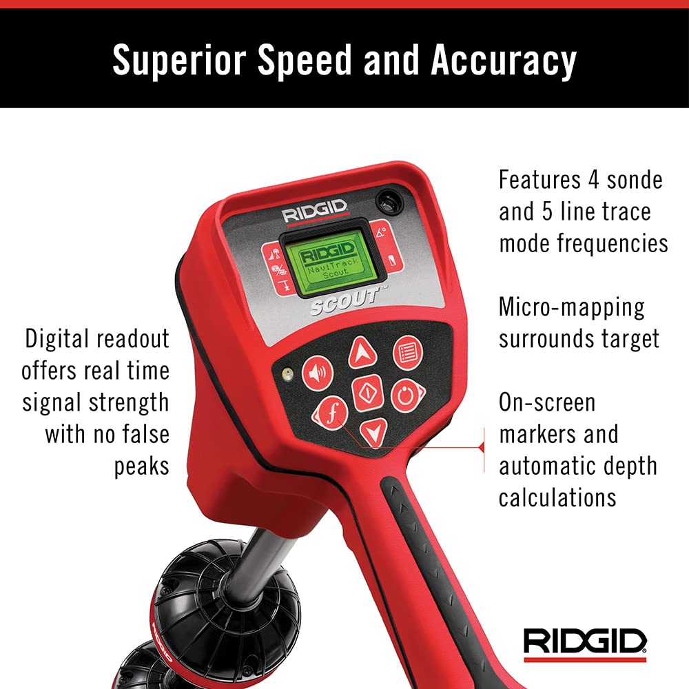 RIDGID 19238 NaviTrack Scout Locator, Underground Pipe Locator and Underground Cable Location Device Small