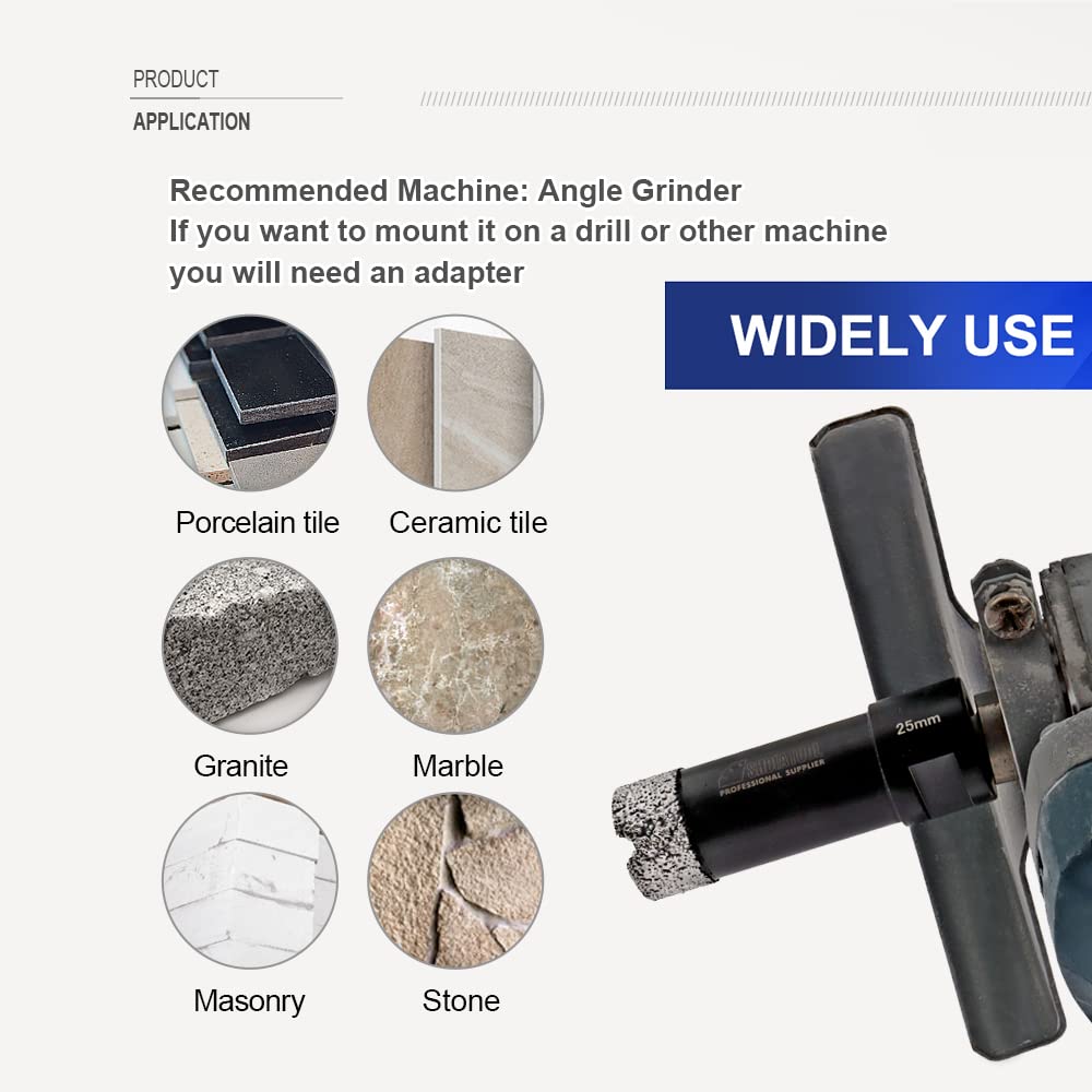 SHDIATOOL Diamond Core Drill Bits, Tile Hole Saw, Driling for Porcelain Ceramic Marble Nature Stone 5/8"-11 Thread