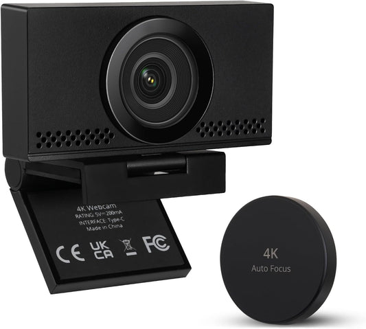 MEGREZ 4K Webcam with Microphone, AutoFocus HD USB C Web Camera with Privacy Cover, Plug & Play Streaming Webcam