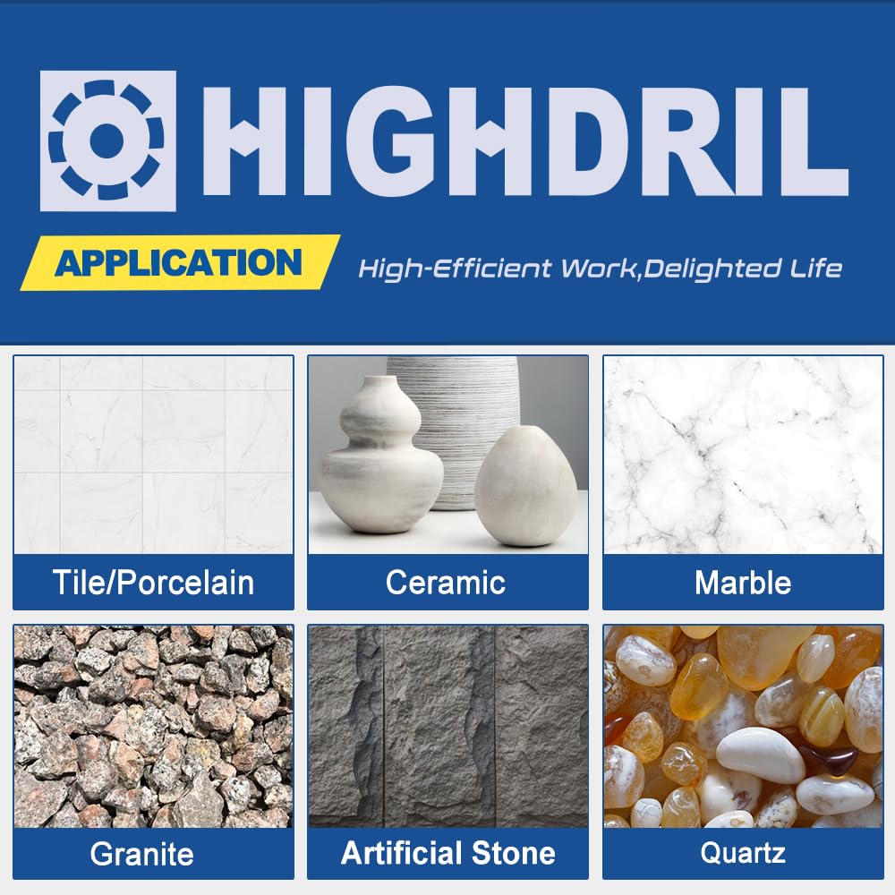 HIGHDRIL Diamond Drill Bits Kit with 5/8-11 and HIGHDRIL Diamond Saw Blade - 5 Inch Diamond Tile Blade Disc