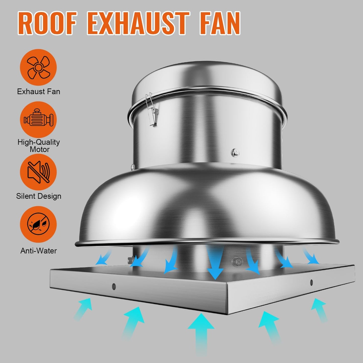 PeakPursuit 2400 CFM Upblast Roof Exhaust Fan, Direct Drive Commercial Ventilation Fan with 25" Base for Restaurant, Warehouse, and Industrial Use