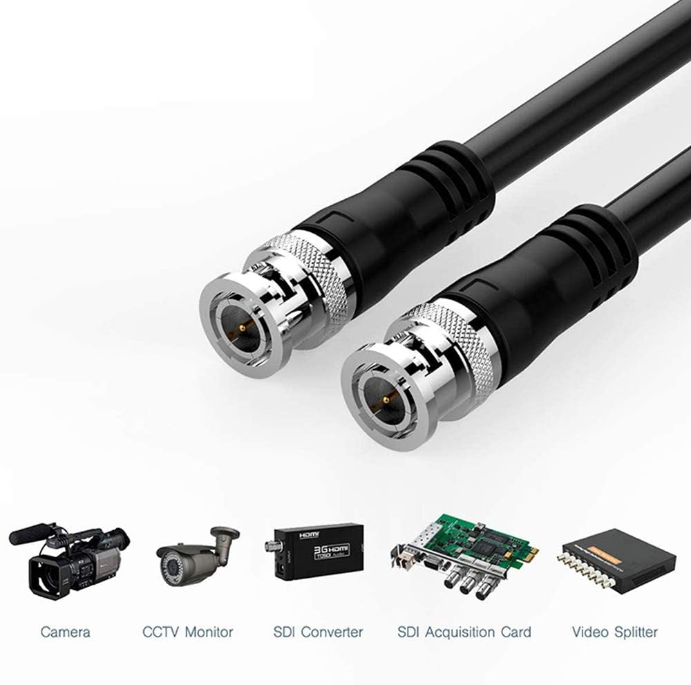 JOINSI 5-Pack 16ft 75-Ohm BNC Male to BNC Male Jumper Cable Extension Connector for CCTV DVR to TV System