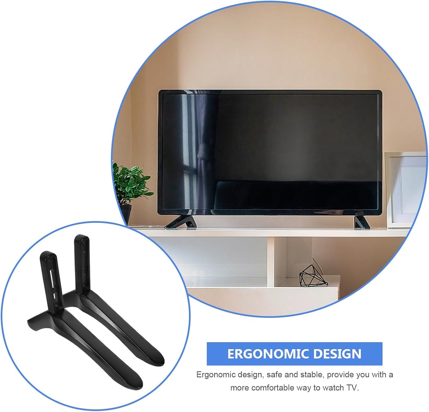 ULDIGI Tv Stand Replacement Base with Screws Black Desktop Tv Holder Pedestal Feet Tabletop Television Bracket