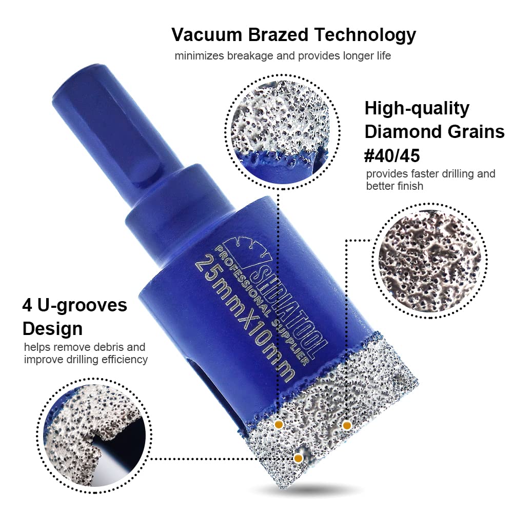 SHDIATOOL Diamond Core Drill Bits 6 Inch for Porcelain Ceramic Tile Marble Brick Vacuum Brazed Hole Saw