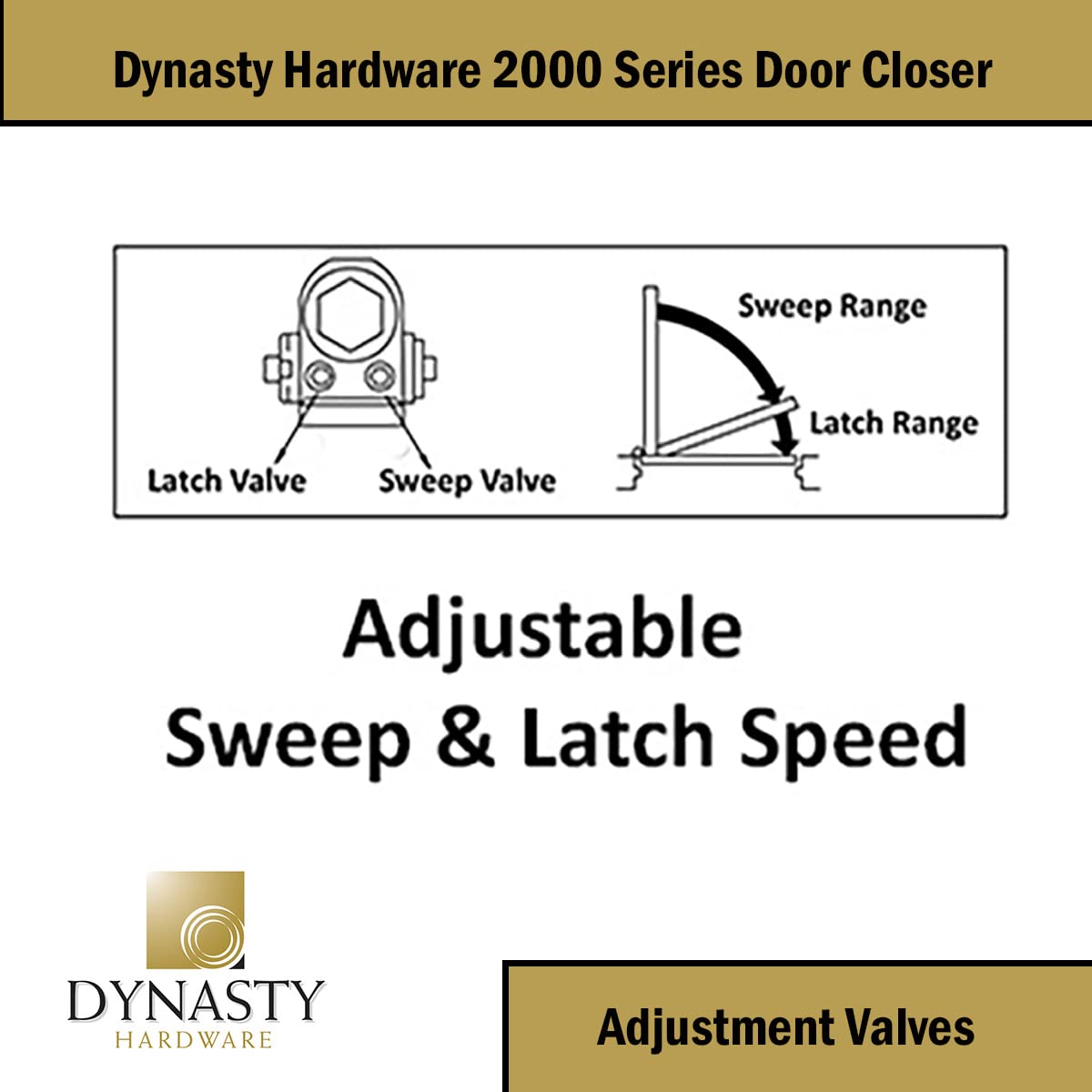 Dynasty Hardware Door Closer, Commercial Hydraulic Closer, Self-Closing, Spring Size 2, Surface Mount, Sprayed Duronotic Bronze, Series 2000