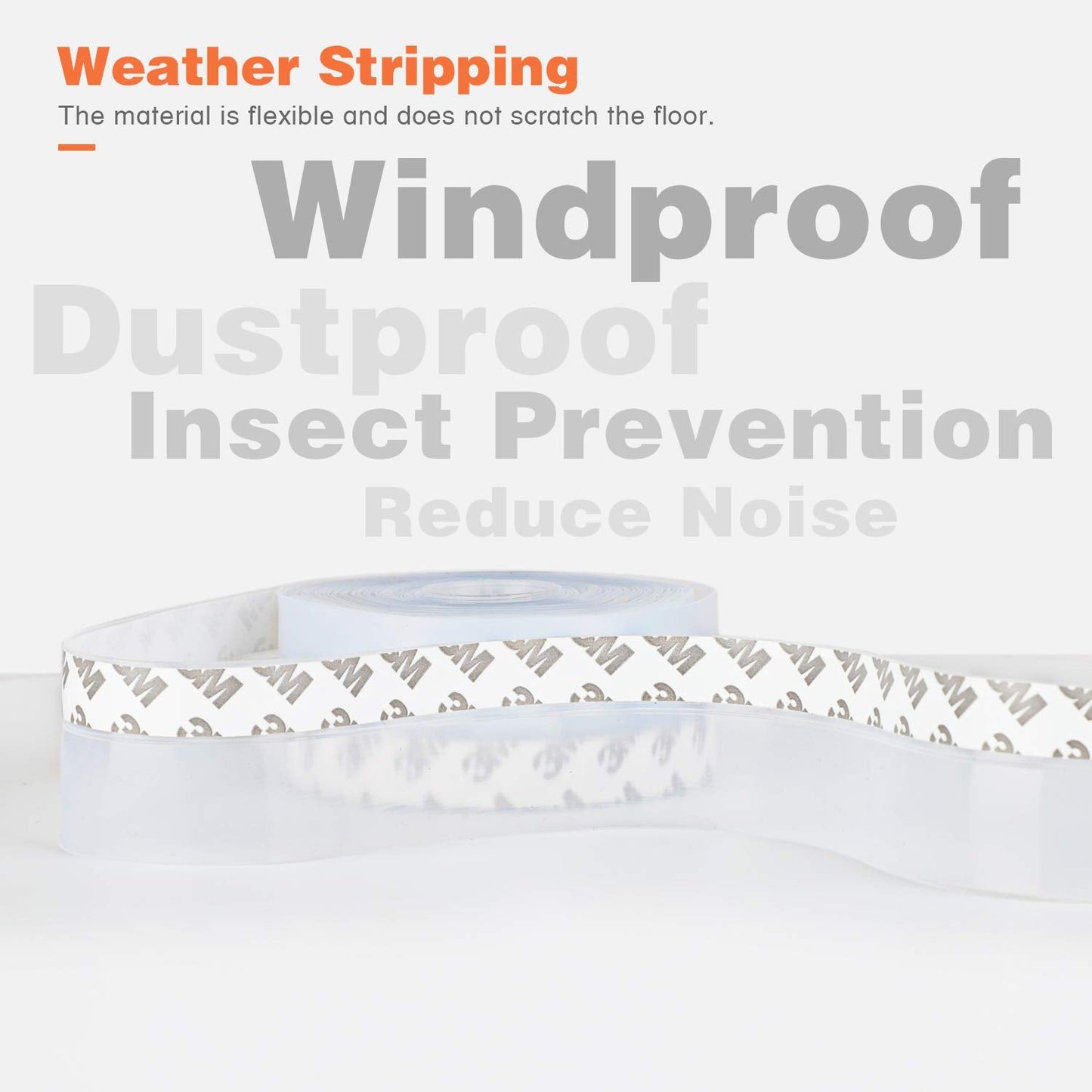 26 Feet Silicone Seal Strip,Door Weather Stripping, Sealing Tape for Door Draft Stopper Adhesive Tape for Doors Windows and Shower Glass Gaps (Transparent, 45MM)