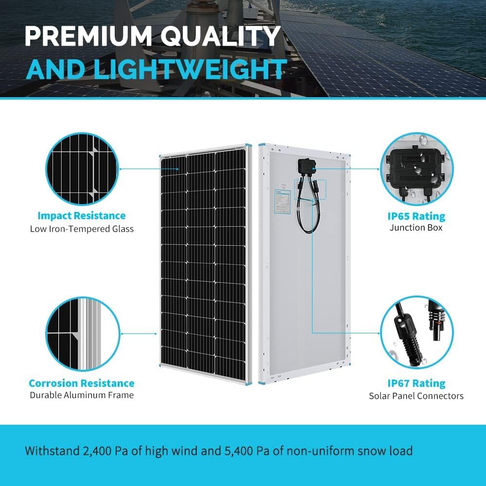 Renogy 200W 12V RV Solar Panel Kit N-Type - Adventurer 30A LCD PWM Charge Controller + Mounting Brackets for RVs, Boats, Trailers, Campers, Marine & Off - Grid Systems