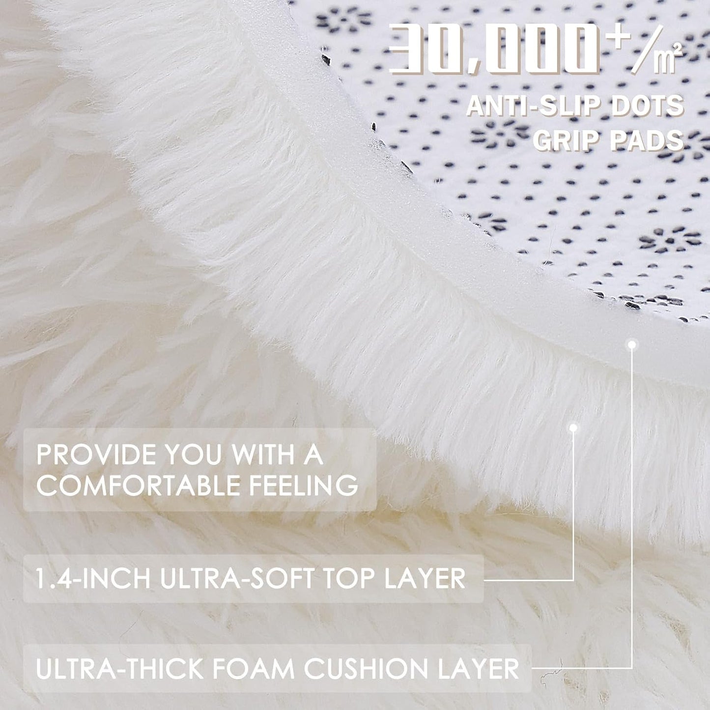 OLANLY Area Rug - Soft Fluffy Shaggy Design for Living Room & Bedroom | Machine Washable Ivory 6x7 ft