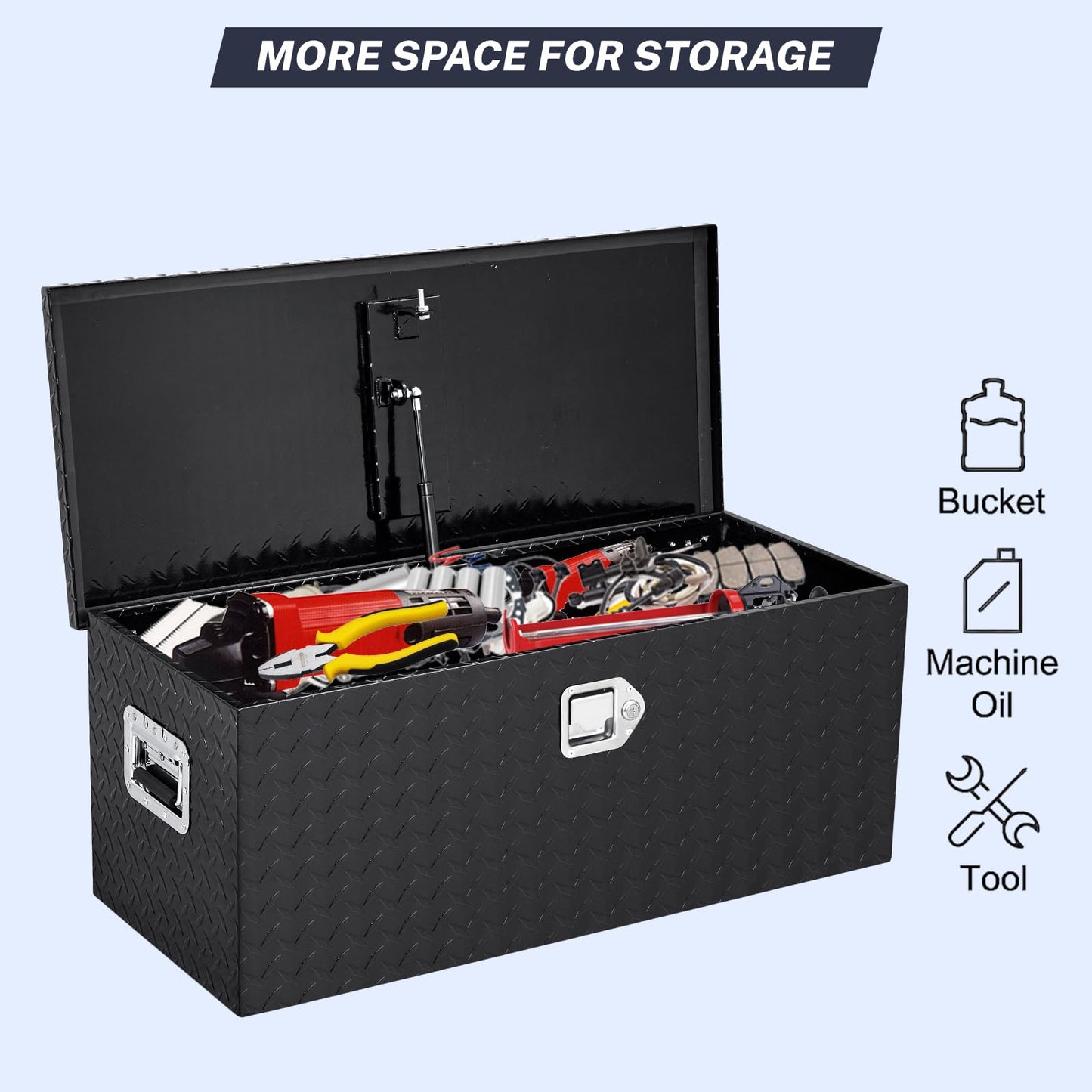 ExploreHorizon Heavy Duty Aluminum Truck Tool Box Waterproof Lockable Storage Toolbox for Pickup Beds, RVs & Trailers, Secure Organizer with Side Handles & Gas Strut Lid