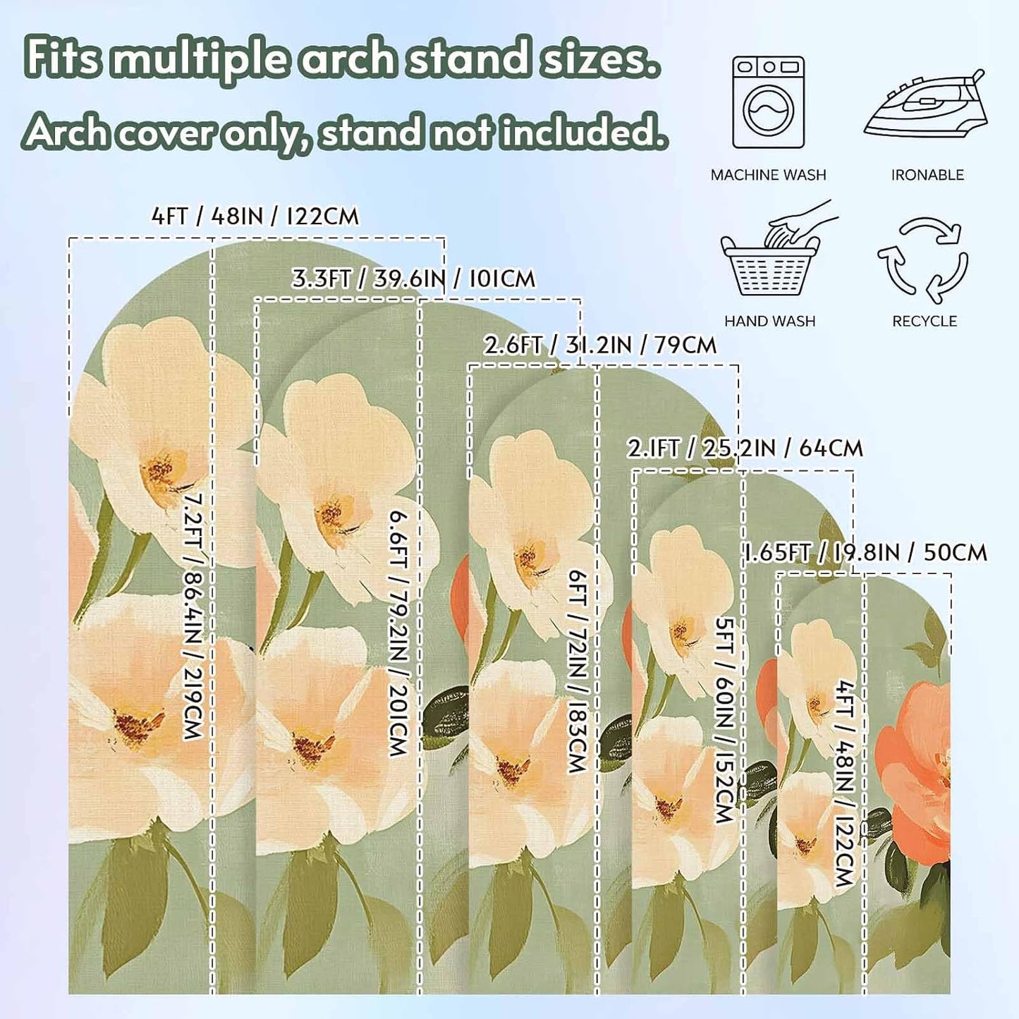 Jnbasdffb 6 Pink Flowers Wedding Arch Cover, Stretchy Spandex Arch Backdrop Stand Covers FT, Pastoral Botanical Retro