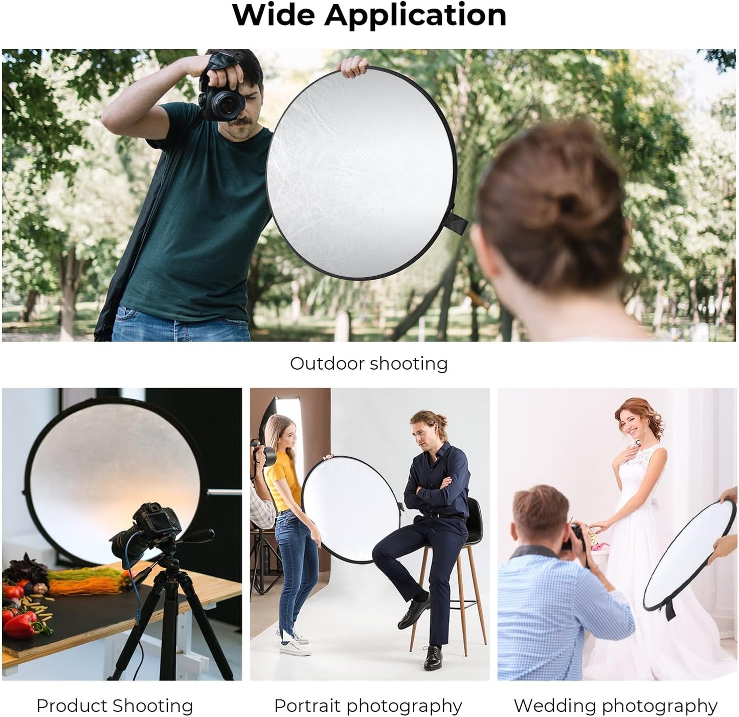 K&F CONCEPT 5-in-1 22" (56cm) Light Reflector Photography Diffuser Collapsible Portable for Studio and Outdoor Lighting