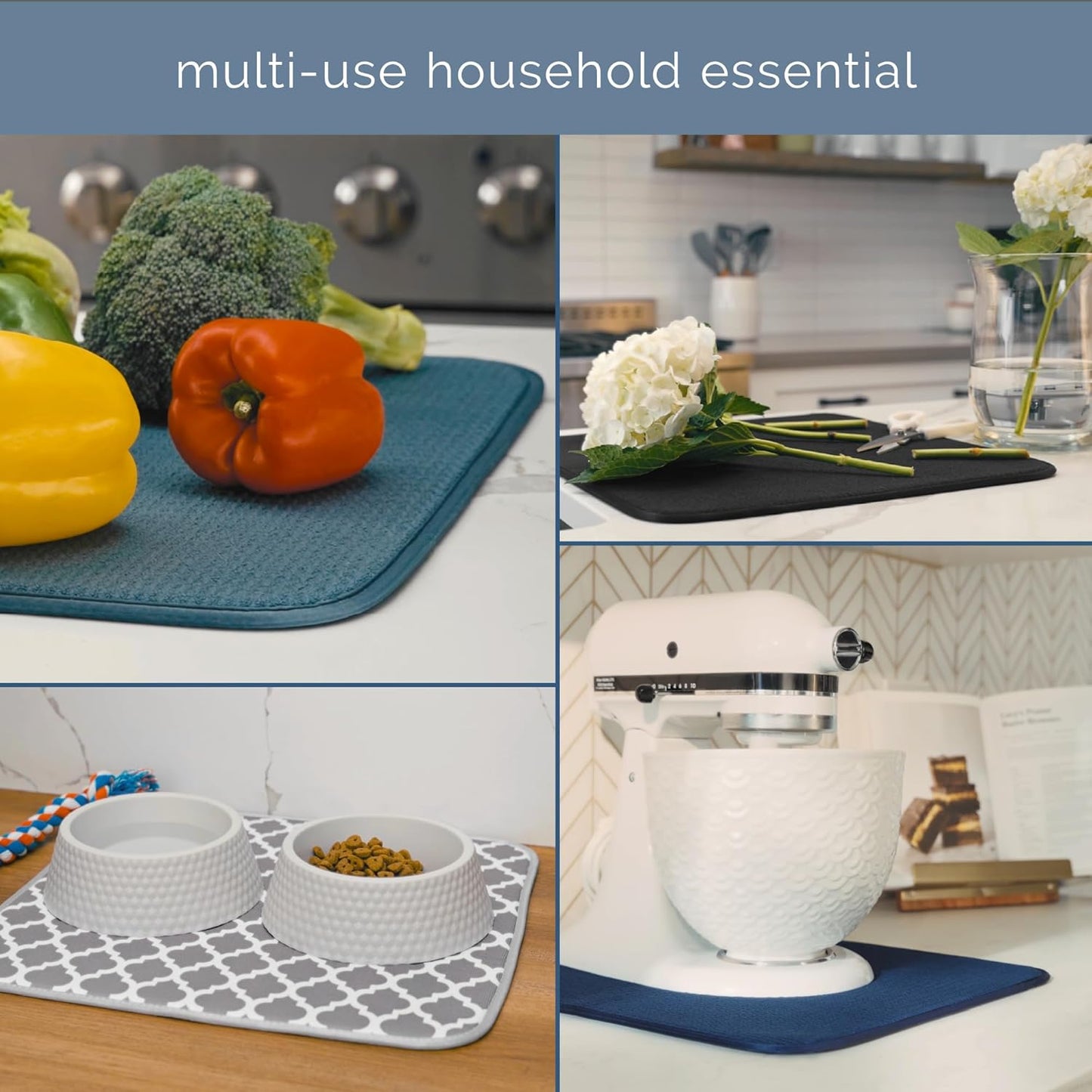 S&T INC. XL Dish Drying Mat - Absorbent Microfiber Kitchen Counter Pad | 18” x 24”, Grey Stone