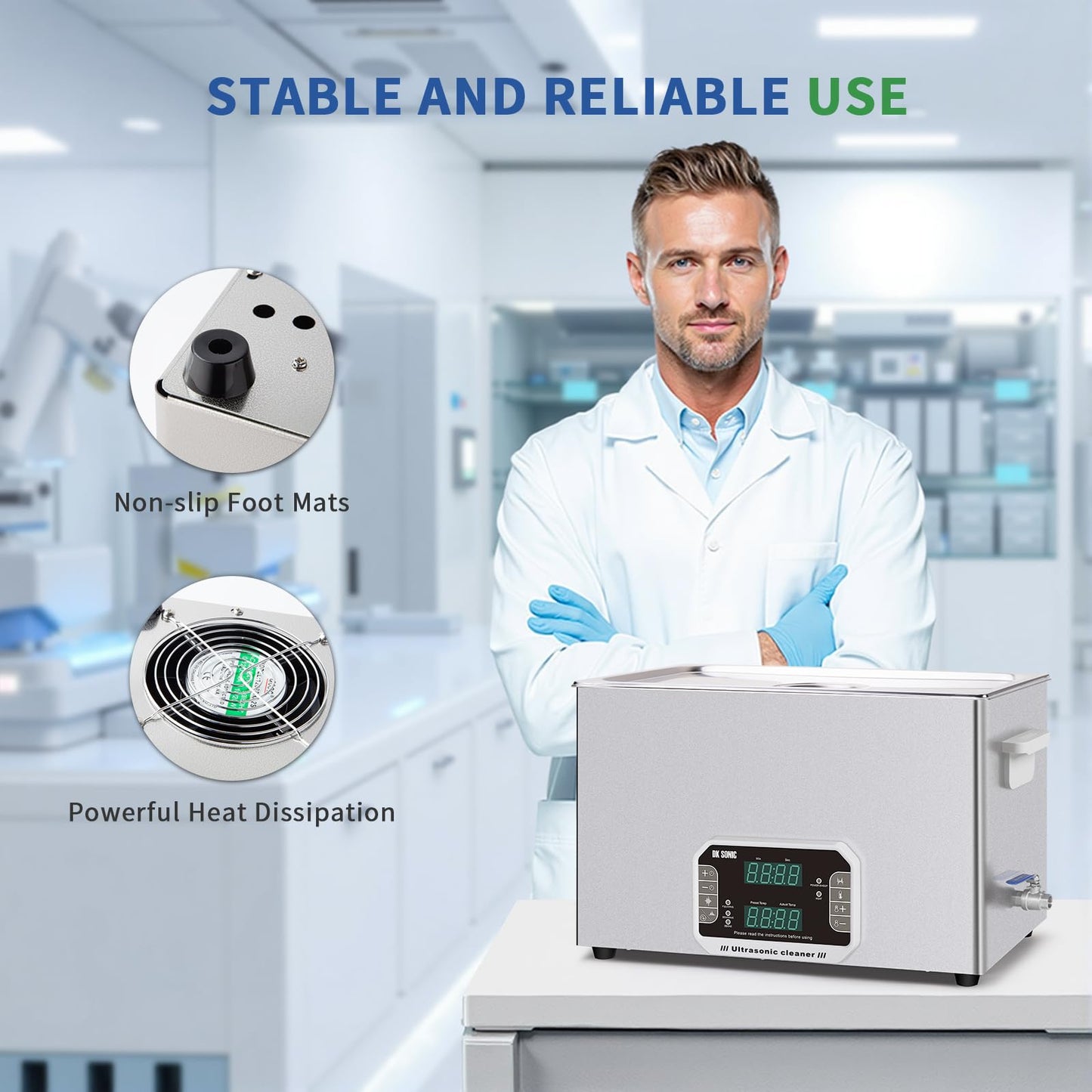 DK SONIC Professional Ultrasonic Cleaner 30L, 600W Heavy-Duty Sonic Cleaner with Timer,Heater&Touch Control, Multi-Application for Motorcycle Engines, Carburetors, Chains (Include Basket)