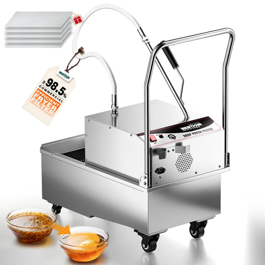 WantJoin Fryer Filter Machine - Mobile Fryer Oil Filter Machine 55L/14.5GAL Stainless Steel 8.45GAL/Min 1700RPM Deep Fryer Oil Grease Filtration for Restaurant Fast Food Shop, 550W