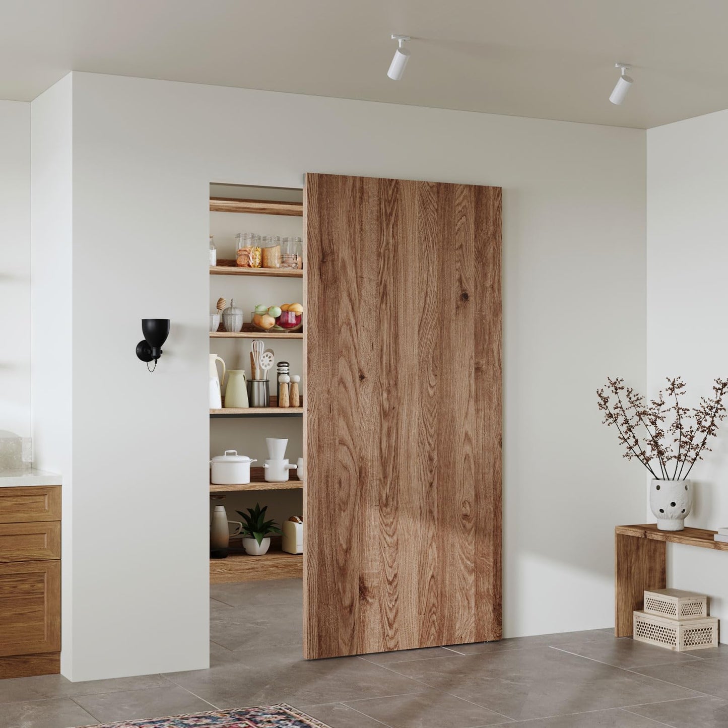 40" Concealed Sliding Barn Door Hardware Kit with Soft Close Mechanism for 32in Passage Opening, Hidden Aluminum Track System, Wall Mount for Interior Wooden Door (NO Door)