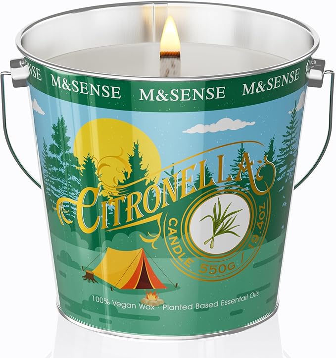 Citronella Candles Outdoor, Citronella Peppermint Scented Candle 19.4 oz,Peppermint Lemongrass Candle Outdoor,Summer Citronella Candles for Patio Camping, 110 Hours Burn Nature Soy Wax