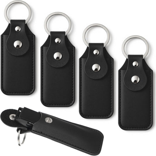 Sorcristy 5PCS USB Drive Holders PU Leather Flash Drive Case Black Portable Small Storage Cases Leather Cover
