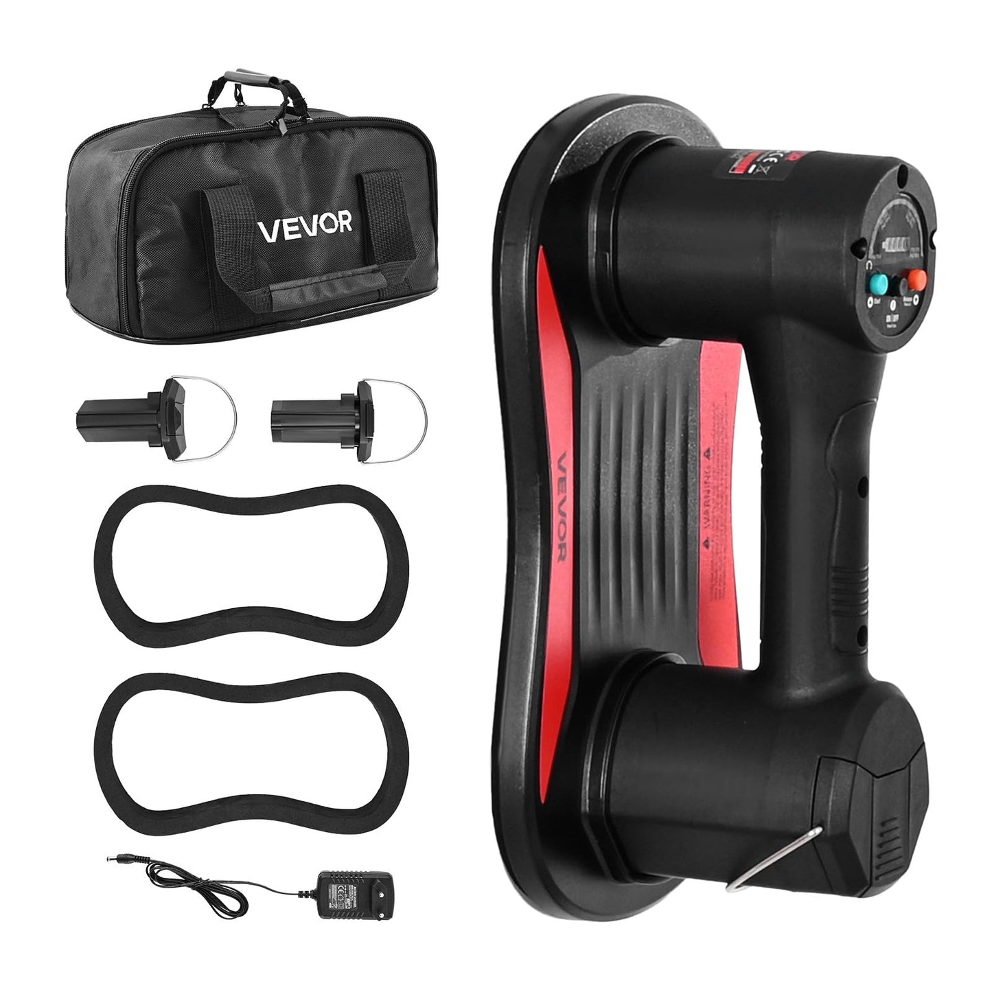 VEVOR Electric Vacuum Suction Cup, 375 lbs Max Lifting Capacity, Vacuum Glass Lifter with Digital Display, Heavy Duty Tile Suction Cup Tool for Lifting Tile, Granite, Wood, Paver, Drywall, Windows