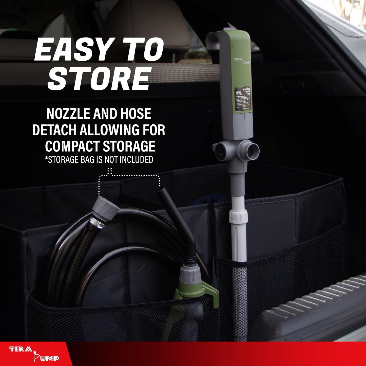 TERA PUMP Next Gen. 2x More Powerful Rechargeable Battery Liquid Transfer Pump (Up to 20% Faster Flow, 10.3 Liter/Min) Precise Nozzle Extra Long 10-ft. Hose for E85, Gas, Diesel, Kerosene and more
