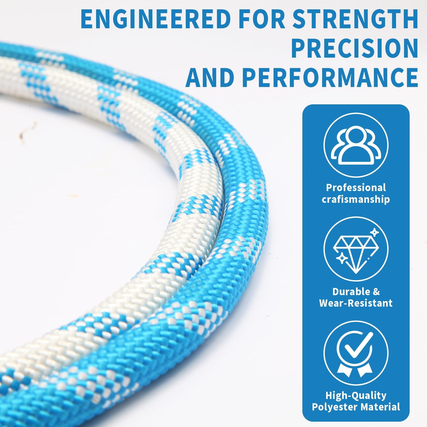 Double Braid Arborist Rope, 1/2 Inch x 150 ft, 9000 LBS Breaking Strength Heavy Duty Tree Climbing Rope, Outdoor Swing Rope for Trees, Climbing, Sailing & General Use