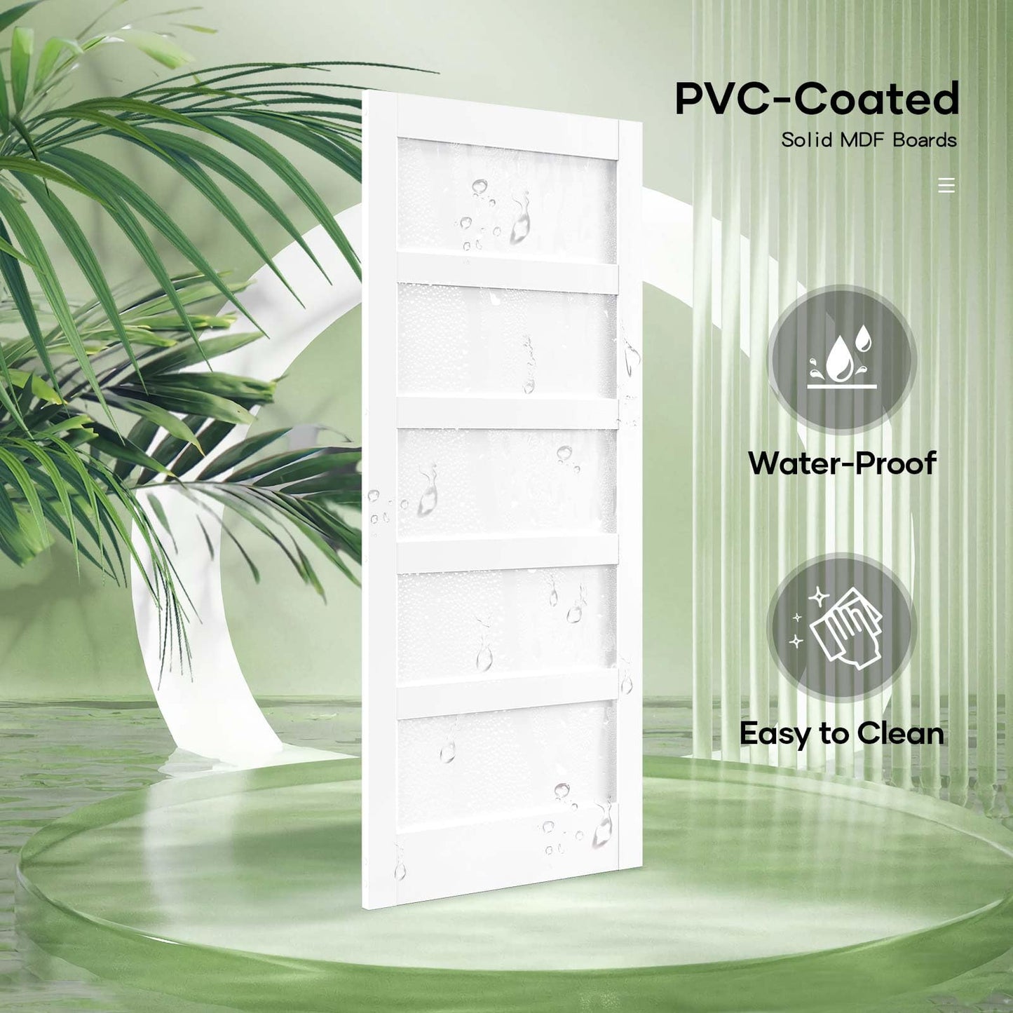 FREDBECK White Barn Door 64x84 (Double 32in x 84in) with Hardware Kit & Handle Included,5-Panel Interior Doors,Water-Proof PVC Surface,Pre-Drilled Holes,Need Assembly