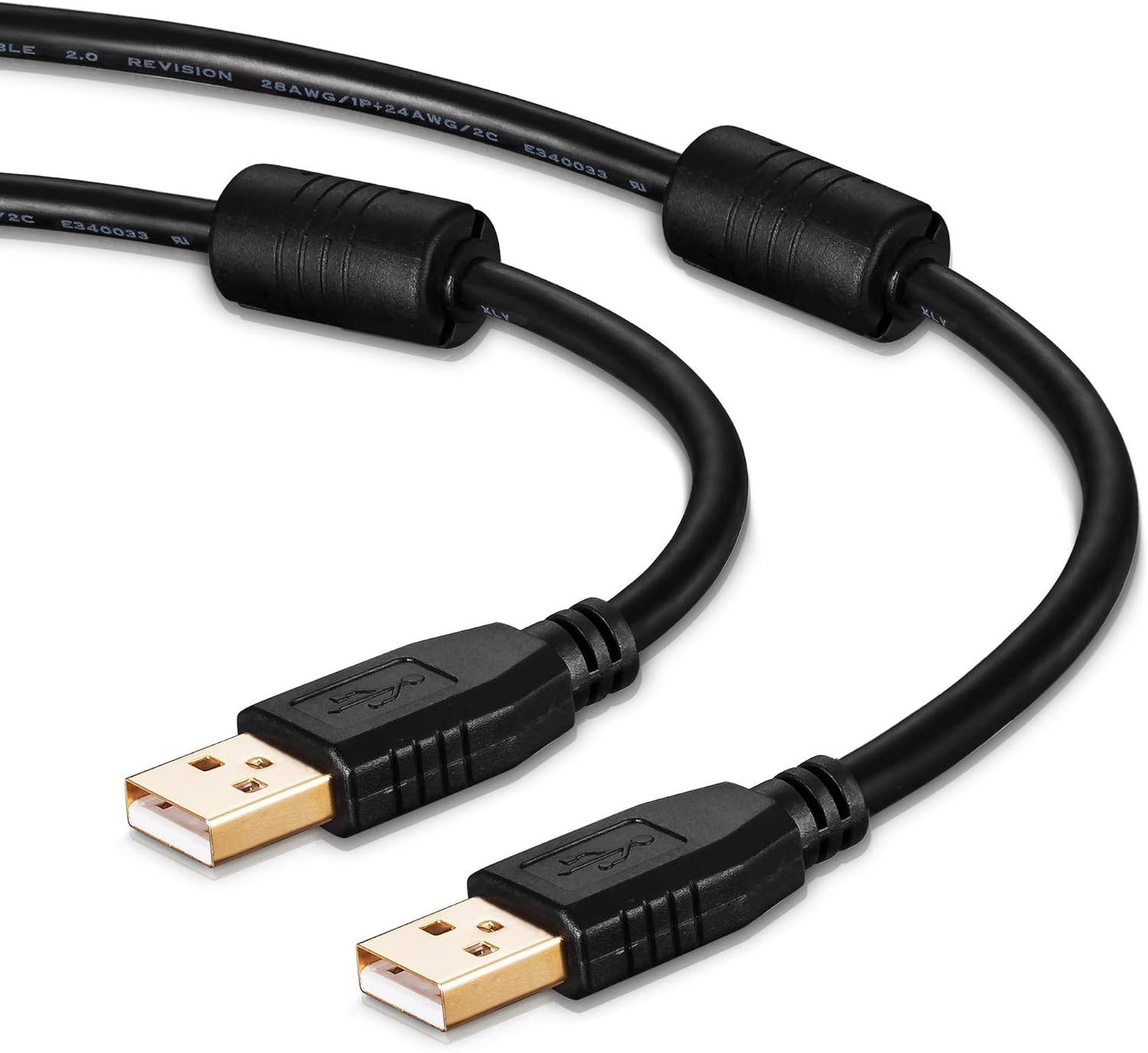 30Ft, Cameras(10M/30Ft) Tan QY USB A to A Male Cable Double End USB Cord with Gold-Plated Connector for Hard Drive