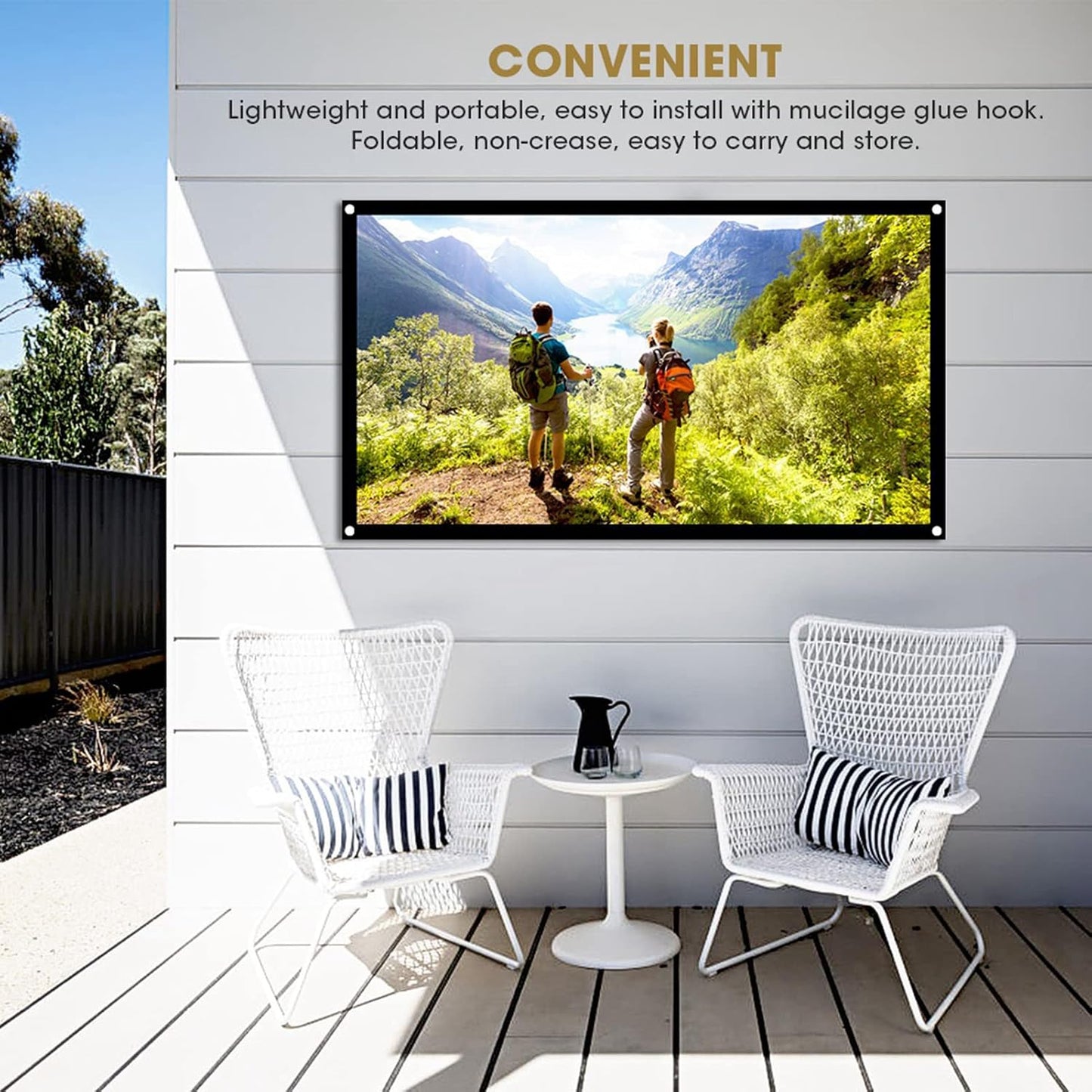 Tbest 120 Inches 16:9 Screen(120 inches) Leinwand Beamer Folie,Projector Screen Thicken Portable Non Crease Soft White