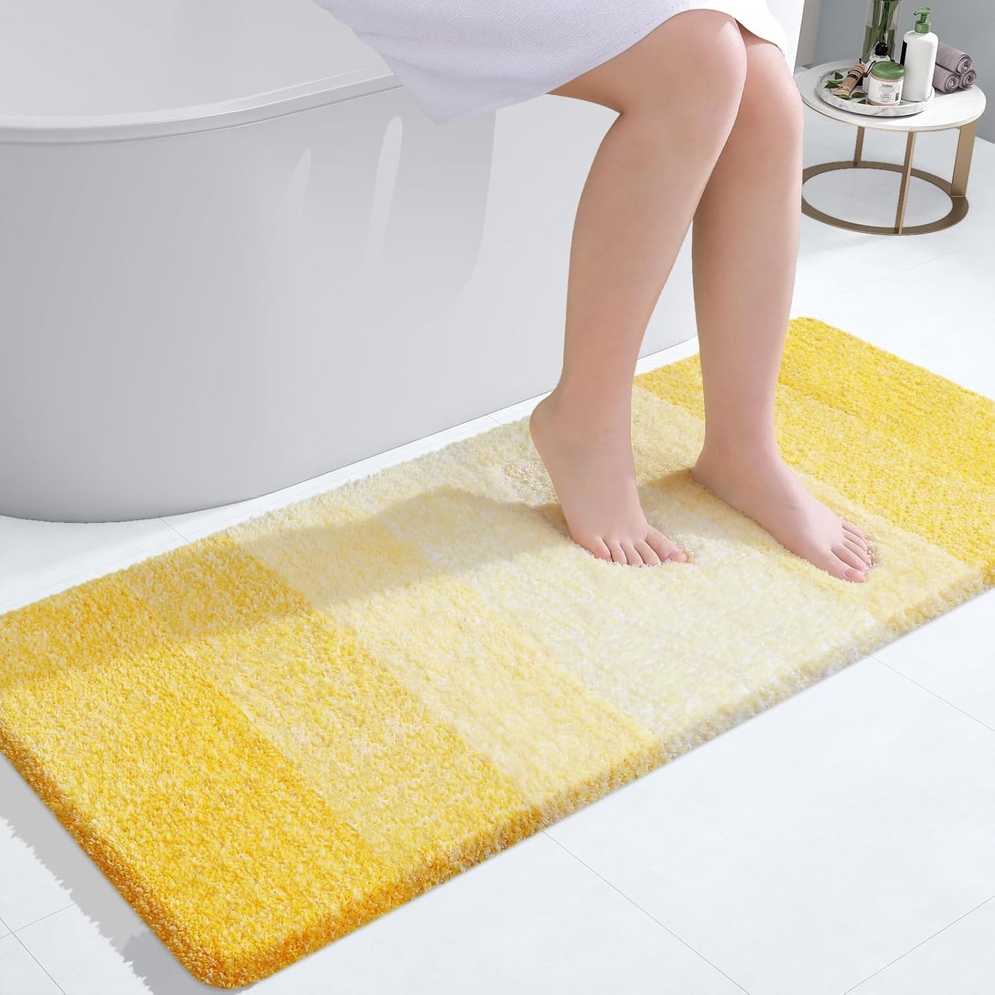 OLANLY Bathroom Runner Rug - Extra Soft Microfiber Mat | Quick Dry, Washable, 44x24 Inches, Yellow