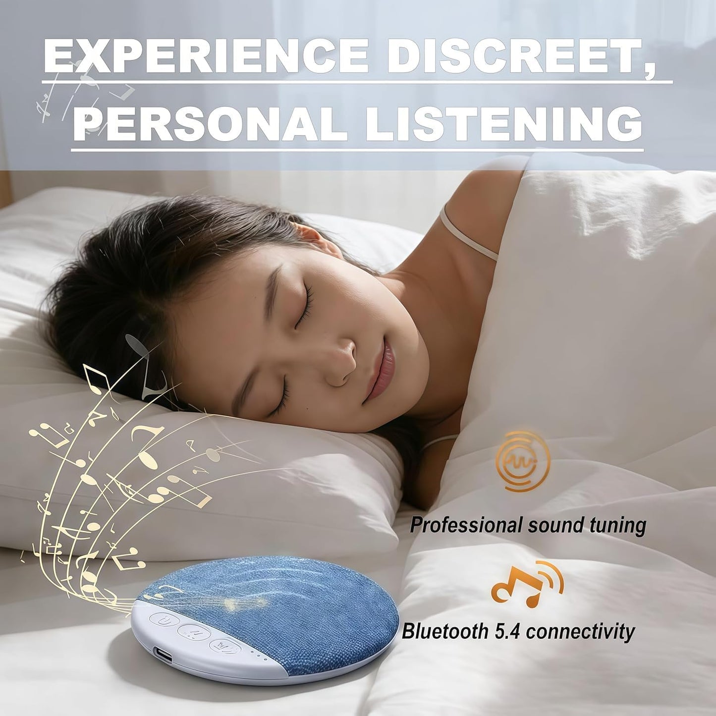 Doetcelor 2026 New Sleep Pillow Speaker, Bluetooth Pillow Speaker with White Noise Timer Wireless Sleep Aid with Stereo