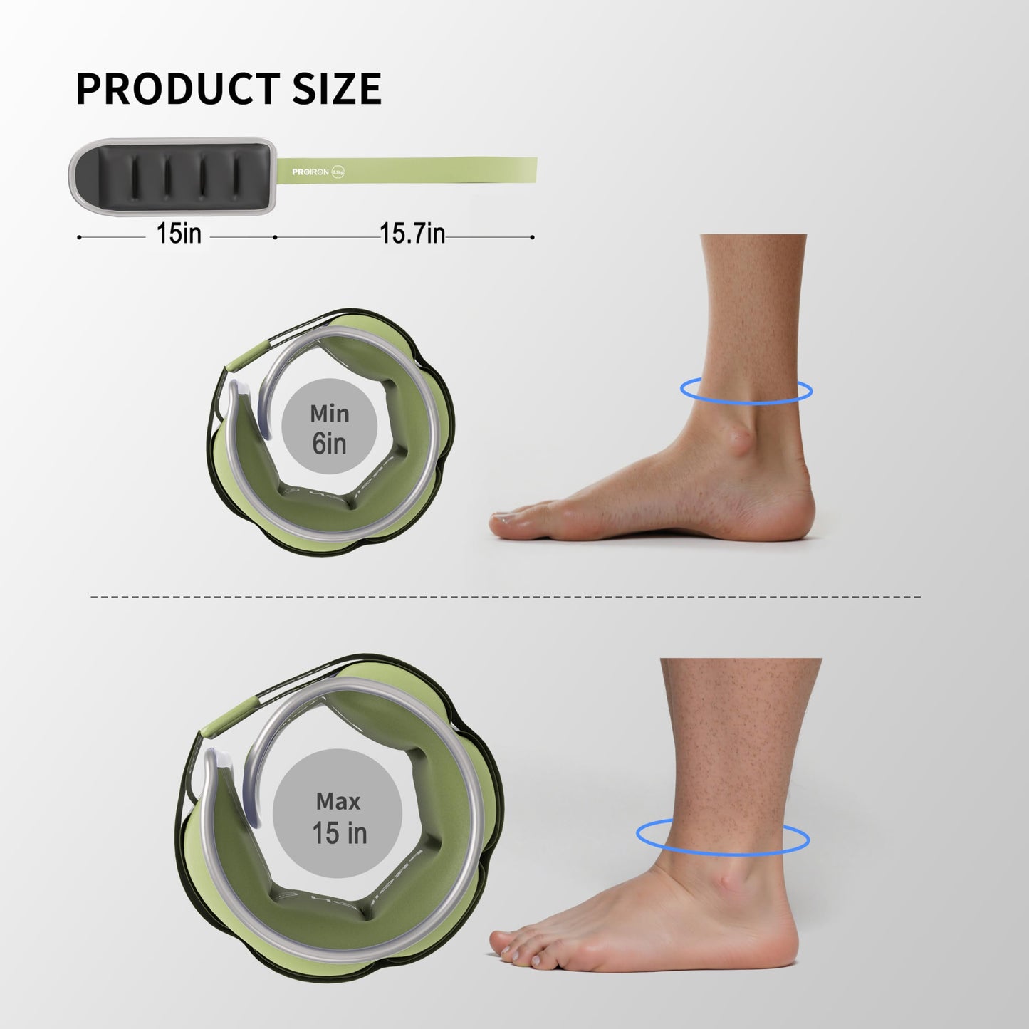 PROIRON Adjustable Ankle Weights, Leg Weights for Men, Ankle Weights 5lb Set of 2, Durable PU Leather, Ankle and Wrist Weights, 1-5 lbs Adjustable Per Ankle