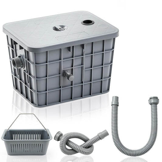 Gerrii 7.6 Gallon Grease Trap, 7-stage Grease Interceptor, Under Sink Oil Water Separator with Removable Basket for Restaurant Cafe Kitchen Commercial Use, 7 Gpm (14 lb Capacity)