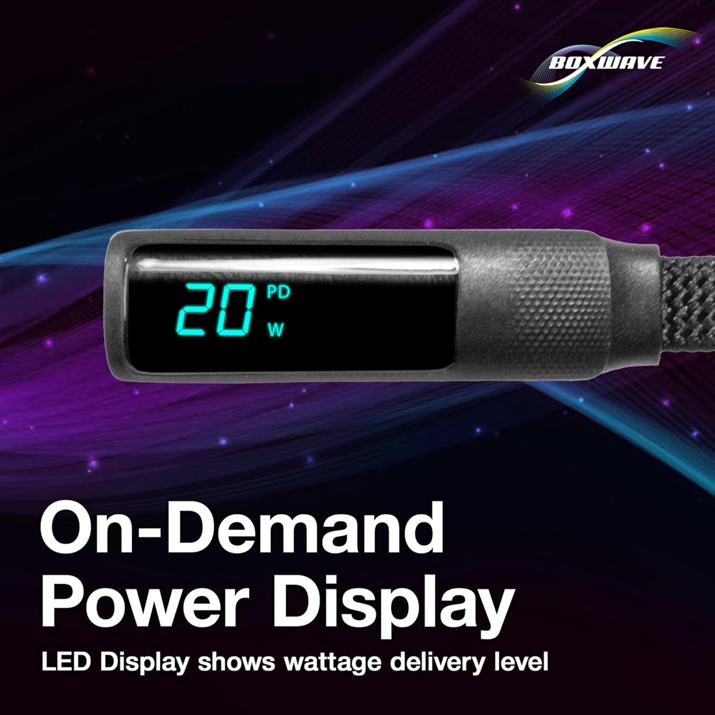 BoxWave MP3 (2.4 (4ft) (100W), Cable Compatible with Safuciiv Player in) - PowerDisplay PD Right Angle Cable - USB-C