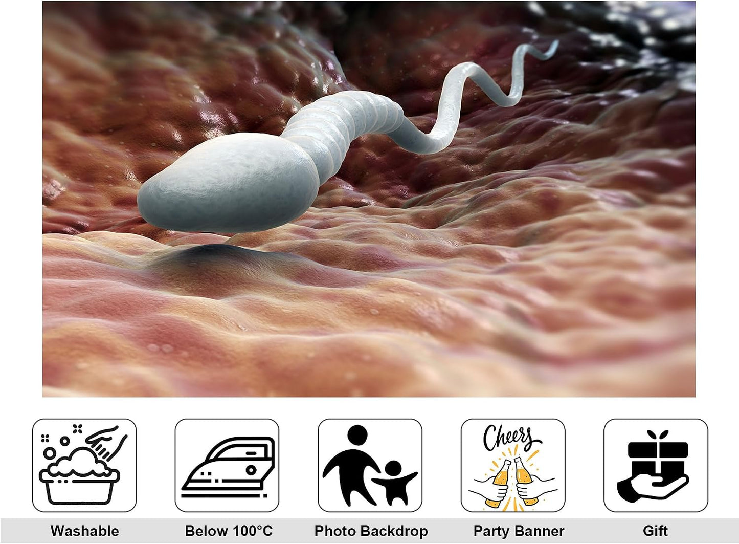 KeyWork 6x6ft Sperm Cell Backdrop Microscopic Reproductive Tissue View Photography Background for Medical Conference
