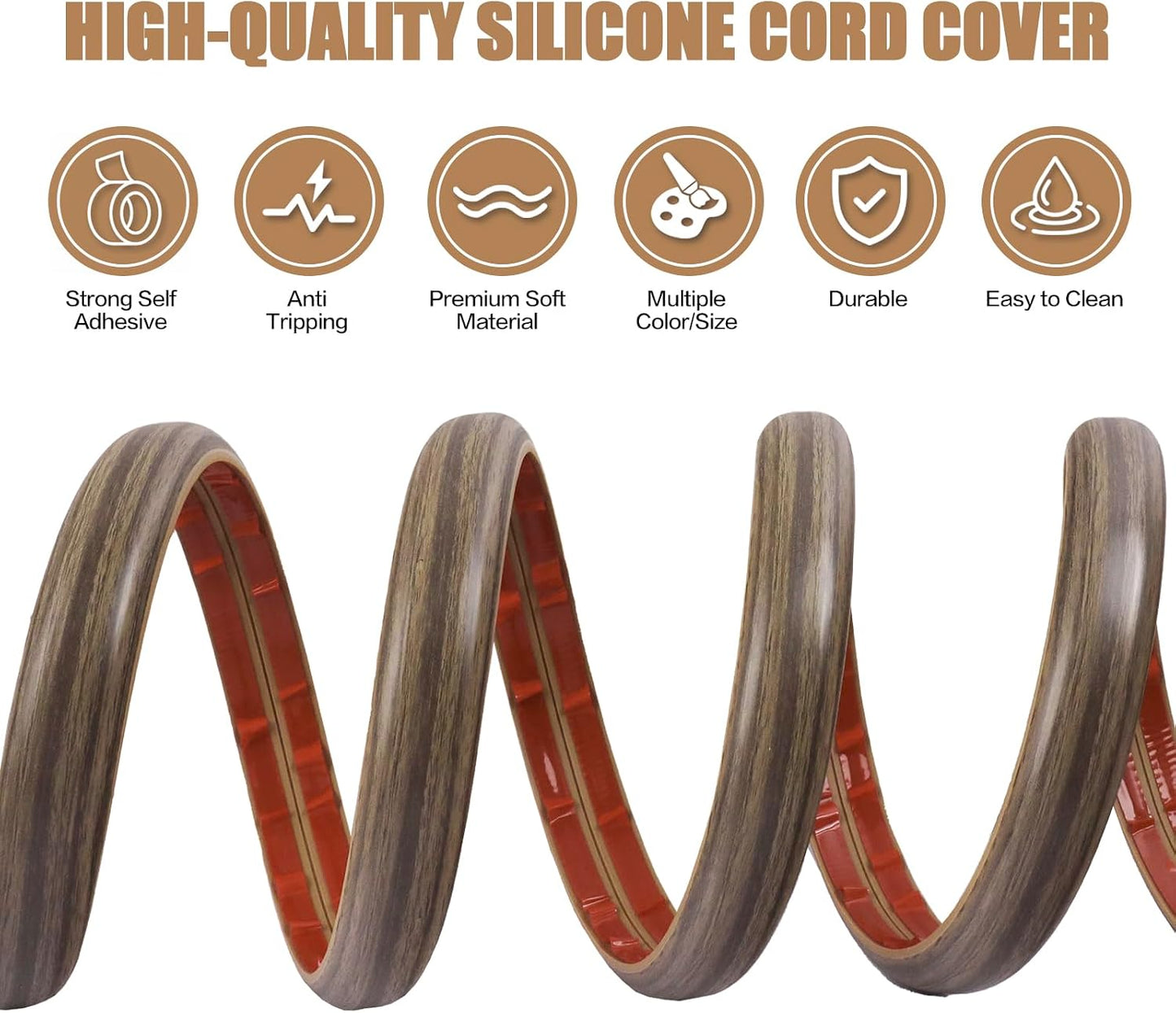 DBHXXMB-HH Hider,10FT Cavity:0.47"(W) 0.35"(H) Floor Cord Cover Self Adhesive Cord Cable Management, Extension Strip