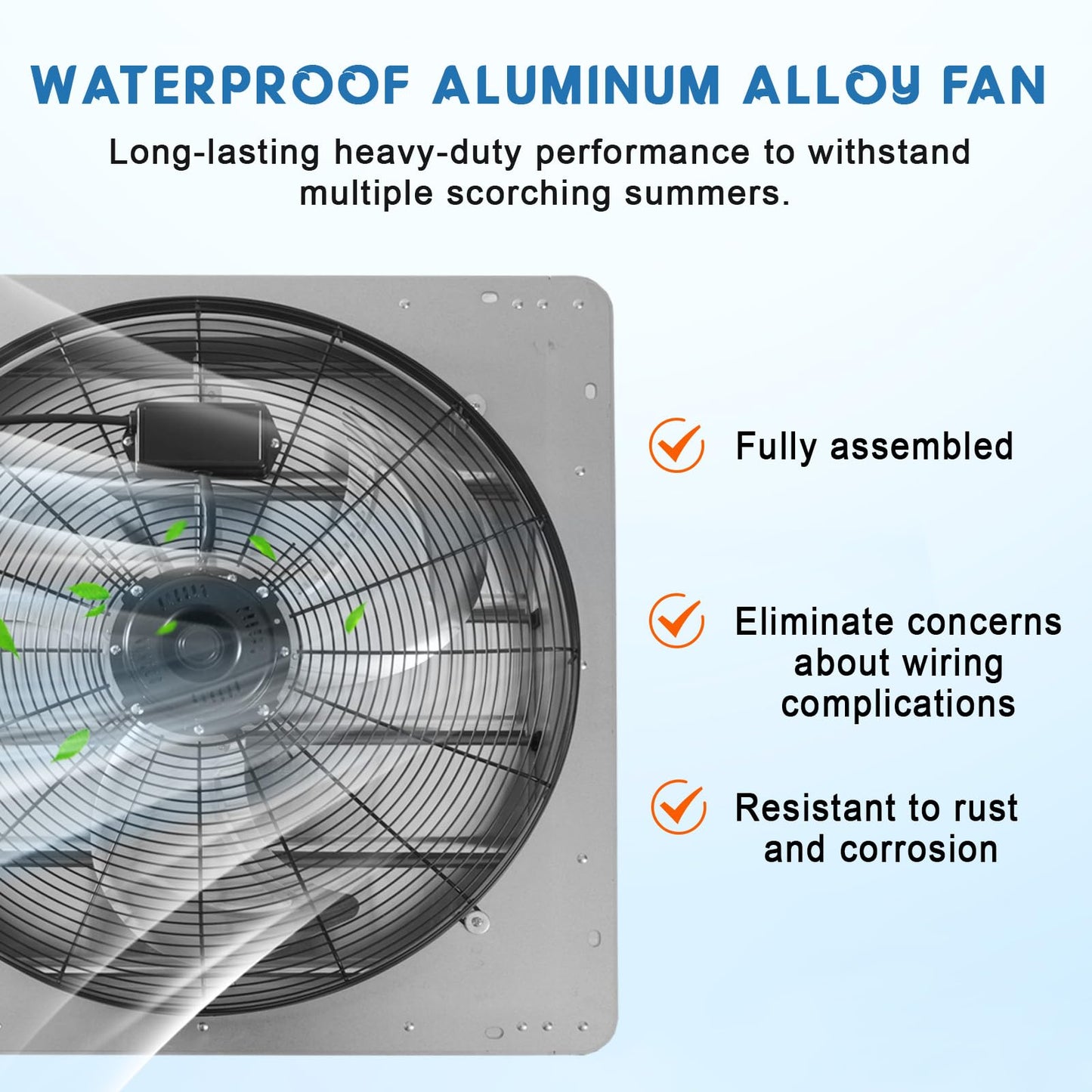PeacefulHues 24 Inch Shutter Exhaust Fan, Aluminum Automatic Wall Mount Ventilation Fan, 3500 CFM High Speed with 1500 RPM Quiet Motor for Greenhouse, Warehouse, Attic, Shop, Commercial Use