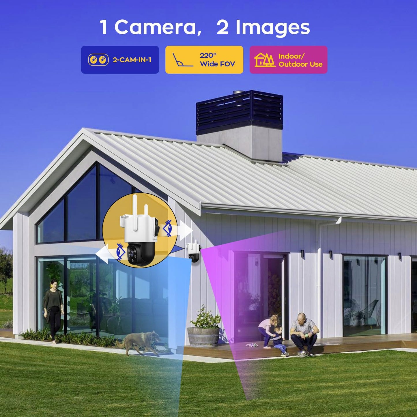 XMARTO [8 Dual-Lens Camera Bundle] 16-View Long Range WiFi6 Mesh Security System, 16CH 4K Dual Band NVR, 4MP 180°+Static FOV & 360°PTZ AI Tracking, 24/7 Plug-in Surveillance, 1TB HDD, No Monthly Fee