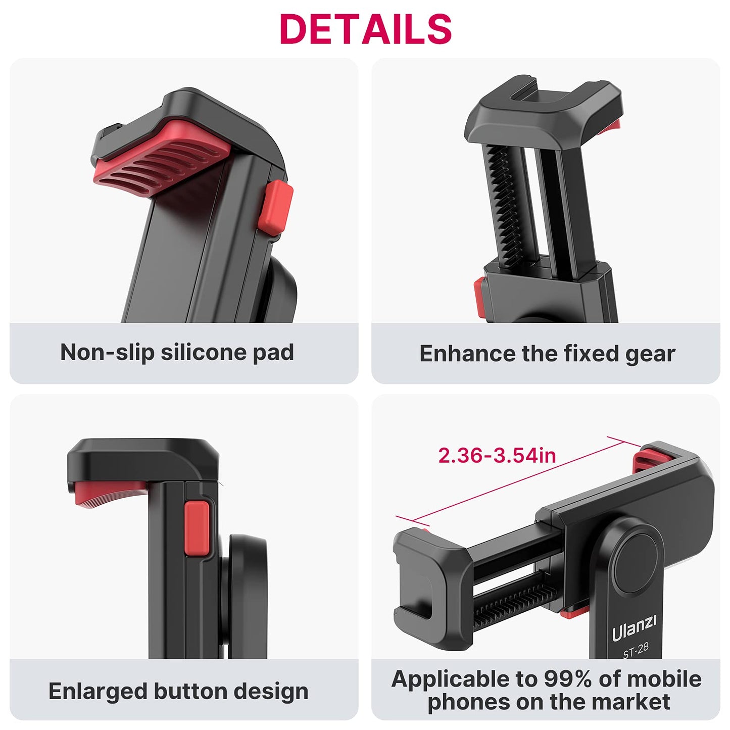 Phone Tripod Mount Holder for iPhone - ULANZI ST-06S Camera Hot 2 Cold Shoe Phone Mount Compatible for iPhone Android Sony Canon DJI Ronin S/SC Zhiyun Gimbals